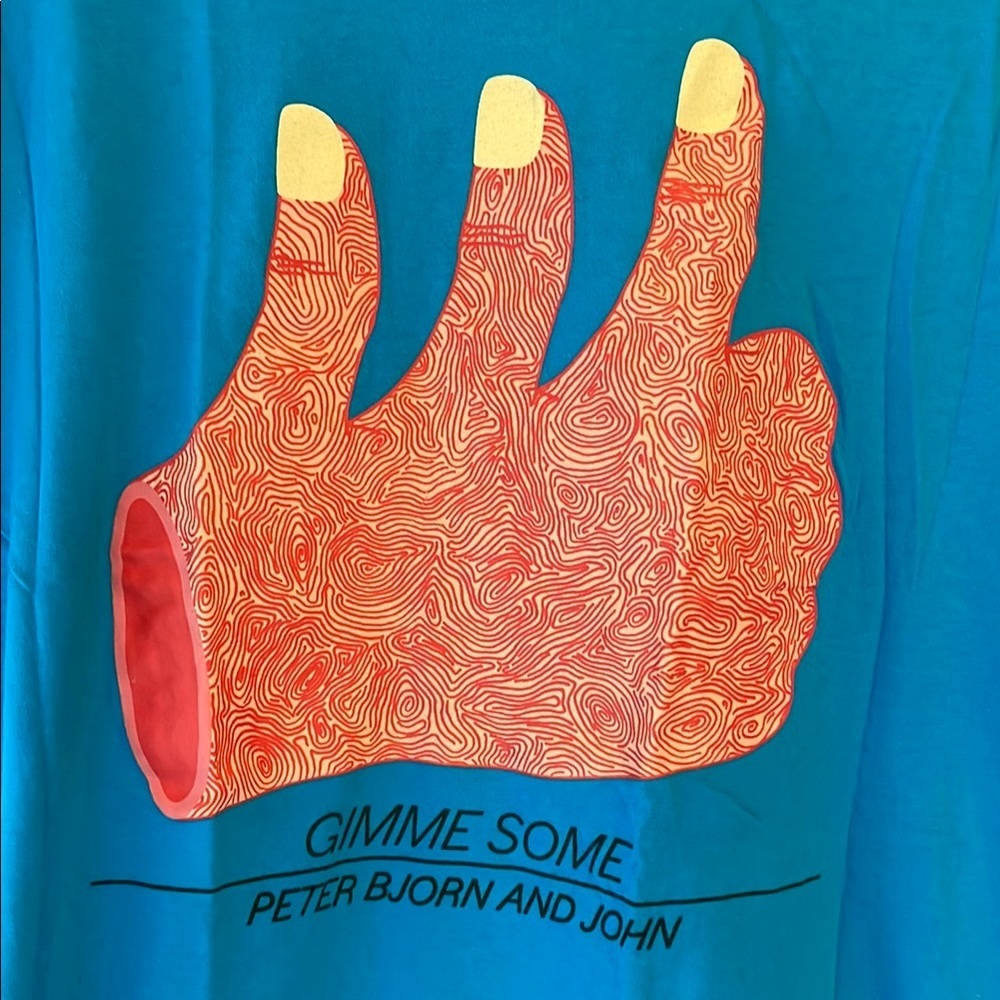 Peter Bjorn and John Gimme Sone Album Cover Men’s TShirt, Blue, Size M - Picture 2 of 7